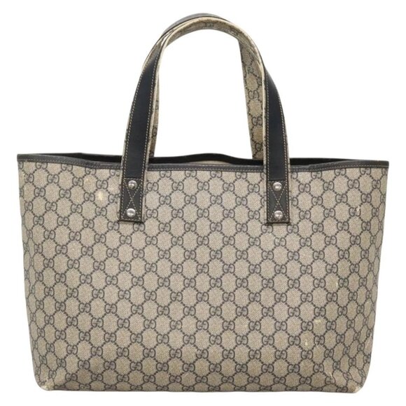 GUCCI GG Supreme Sherry Line Tote Bag PVC Navy Silver 211134 Auth bs27569 - Picture 2 of 16